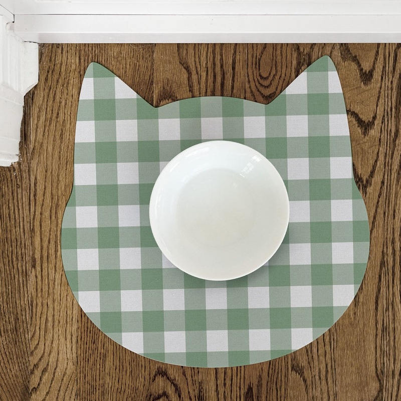 Betty Cat PetFlat | Gingham Green – Premium Vinyl Mat