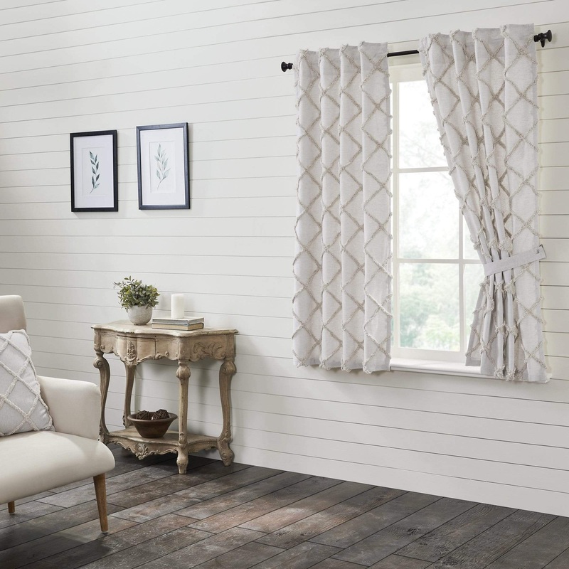 Frayed Lattice Oatmeal Short Panel Set of 2 63×36