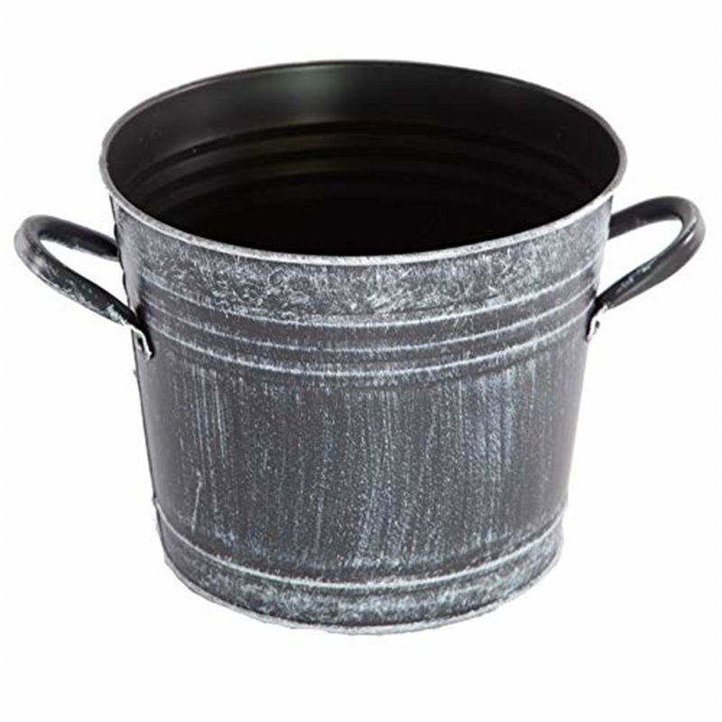 Gardener’s Select Farmhouse Collection Metal Planter, Antique Black (8″ x 6.5″)