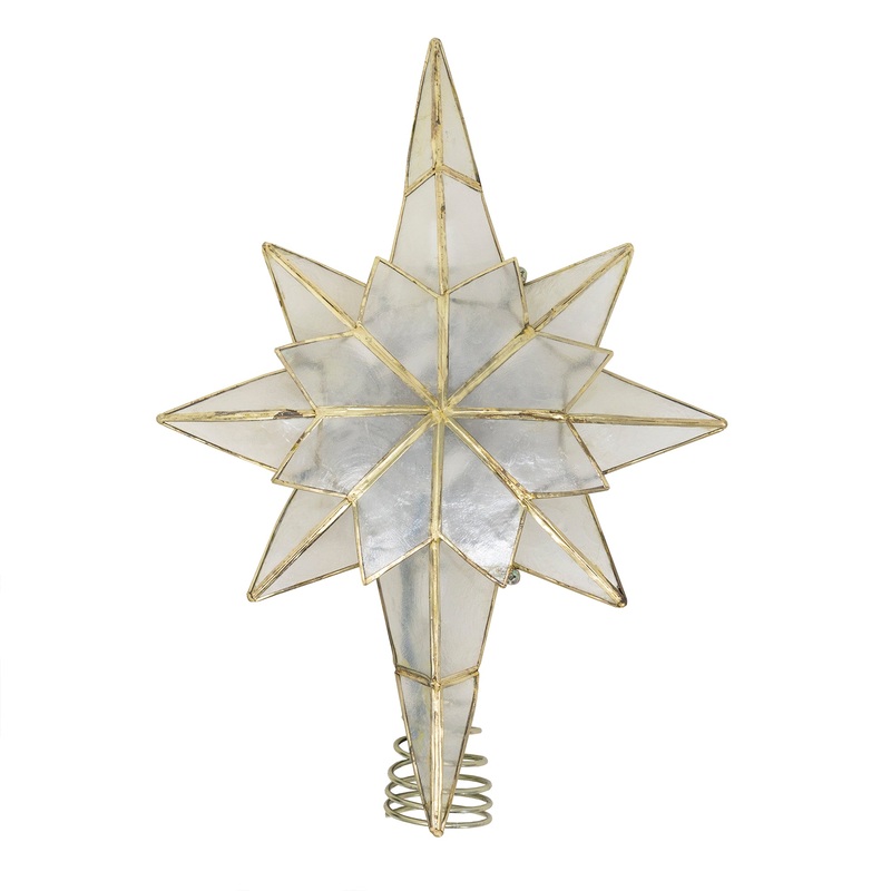Kurt Adler 10-Light Capiz Treetop, Clear Star, 11″