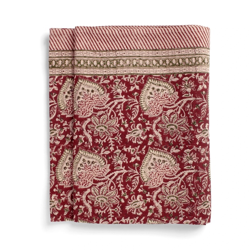 Linen Tablecloth Oriental Design – Red