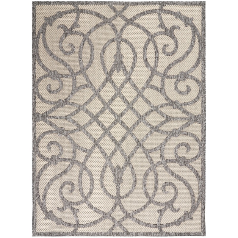 Nourison Cozumel 6′ x 9′ Cream Grey Farmhouse Indoor/Outdoor Rug