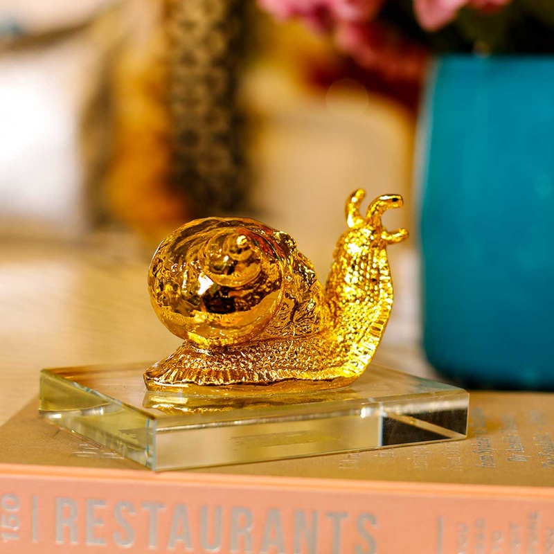 Crystal Gold Snail Decorative Object