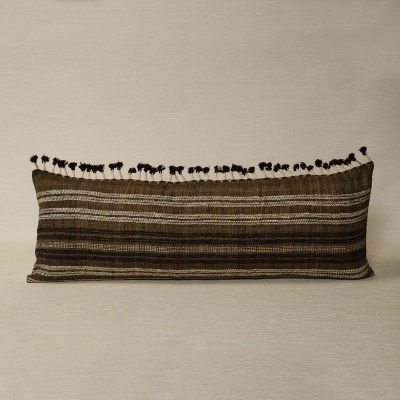 Long Hand woven wool pillow