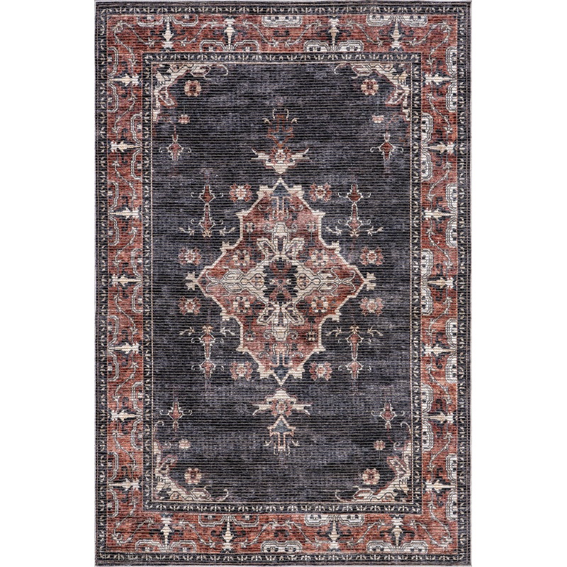 Wild Orchid Washable Rug | Charcoal