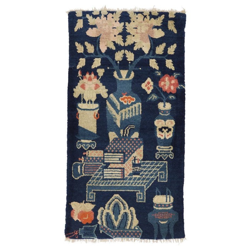 ANTIQUE CHINESE PAO TAO DO, BLUE 2’3” x 4’4”