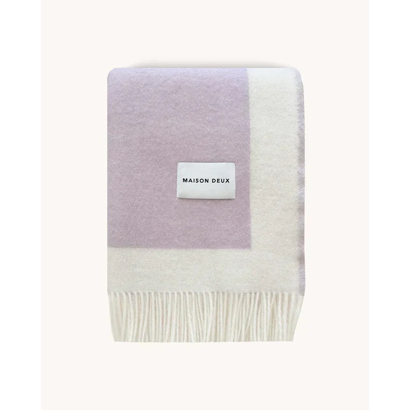 Blanket COLOR BLOCK No. 1 Lilac / Yellow and Orange 4.25 x 6.5 ft