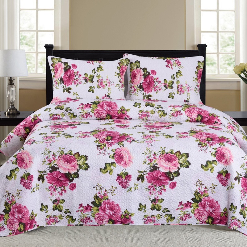 Cynthia – 3 Piece Quilt Set – Fuschia