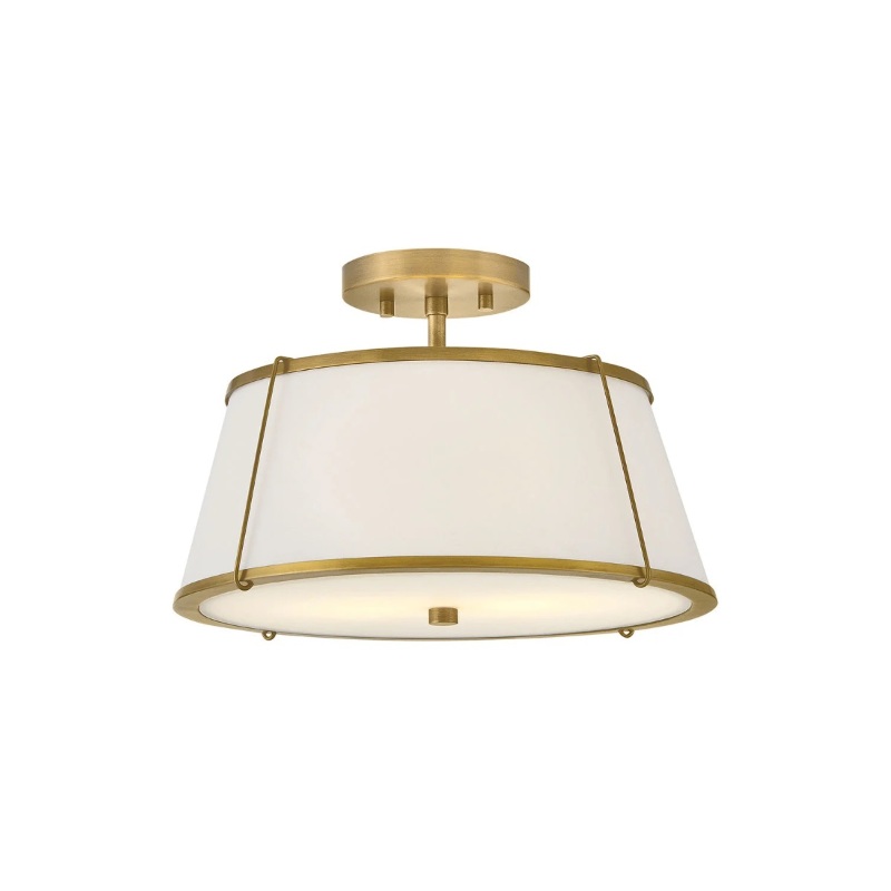 Hinkley 4893 Clarke 2-lt 15″ LED Semi-Flush Mount, Linen Shade