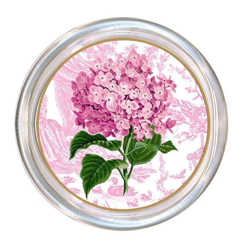 Hydrangea on Pink Glass Coaster