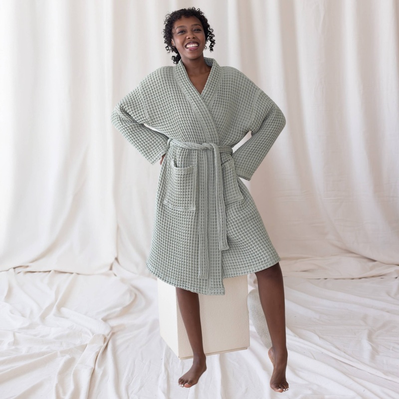 Sage Luxurious Waffle Bathrobe / 3XL