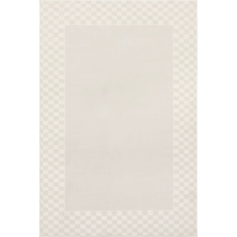 Corina Checkered Border Rug | Cream