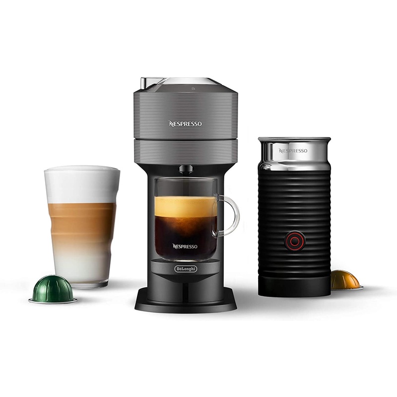 De’Longhi Nespresso Vertuo Next Coffee & Espresso Machine w/Aeroccino Milk Frother Single-Serve Coffee, Grey ENV120GYAE