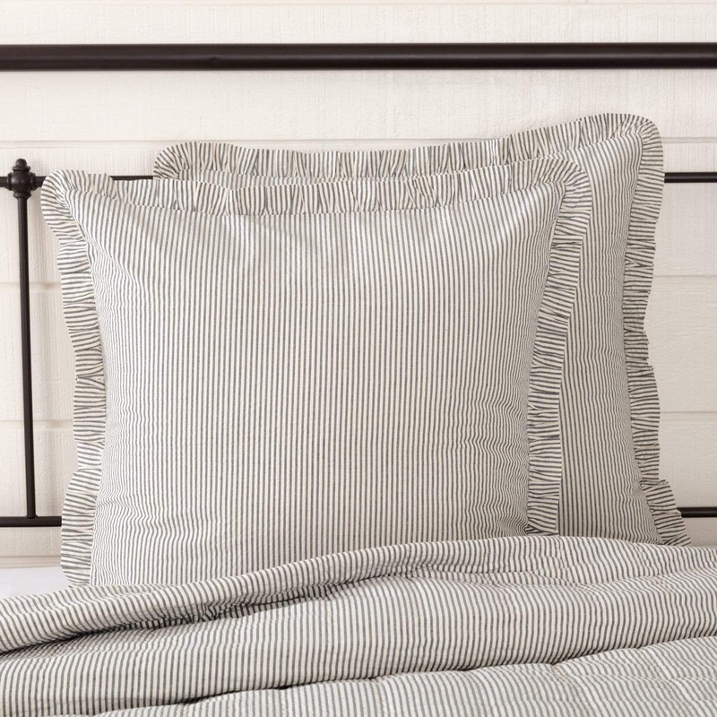 Hatteras Seersucker Blue Ticking Stripe Fabric Euro Sham 26×26
