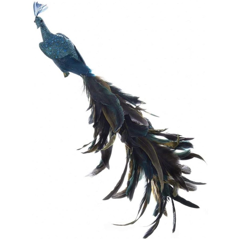 Kurt Adler Decorative Feather Peacock with Clip, 18 Long