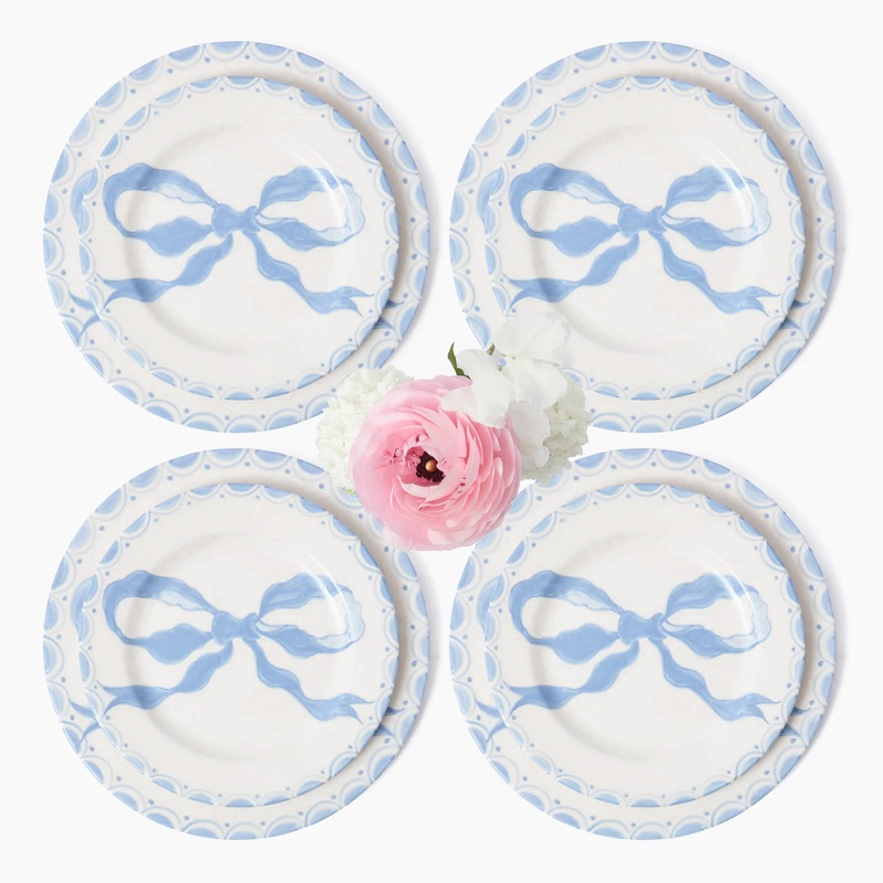 Marilyn Blue Bow Dinner & Starter Plates (Set of 8)