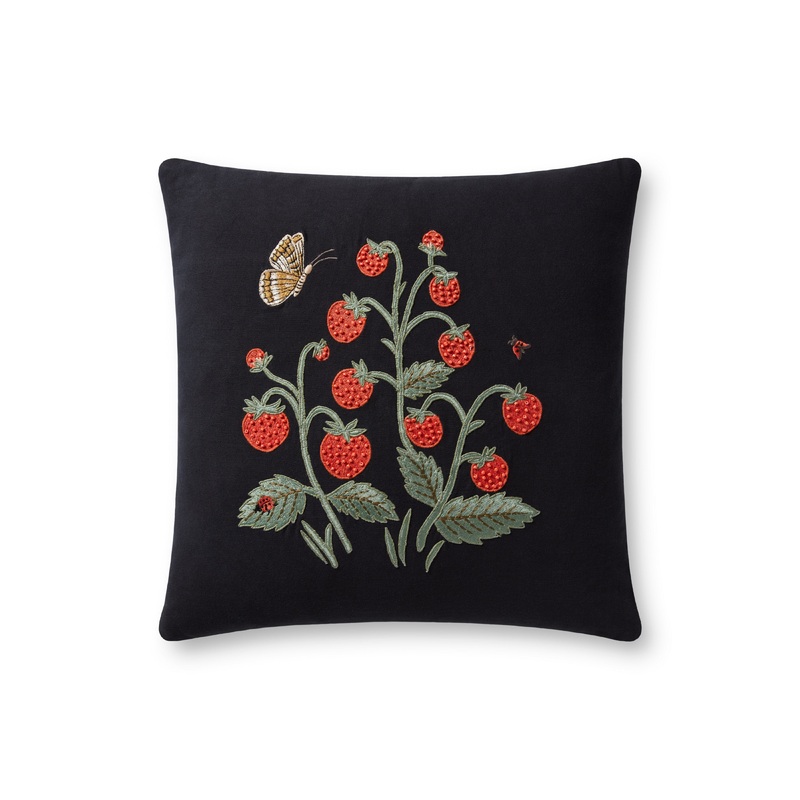 Rifle Paper Co. x Loloi Pillow | Strawberries Black