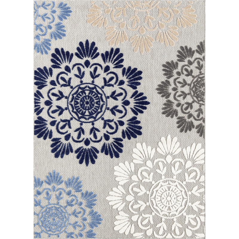 Tayse Floral Area Rug OAS11-Octavia Modern Cut & Flat Weave Indoor/Outdoor Polypropylene