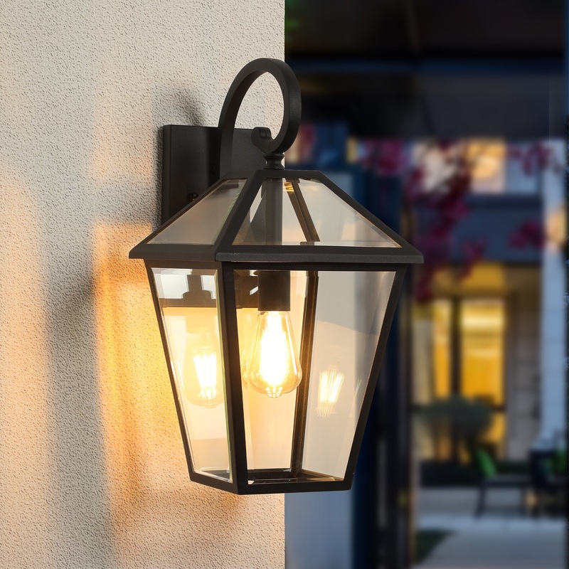 2-Pack Outdoor Wall Lanterns in Black