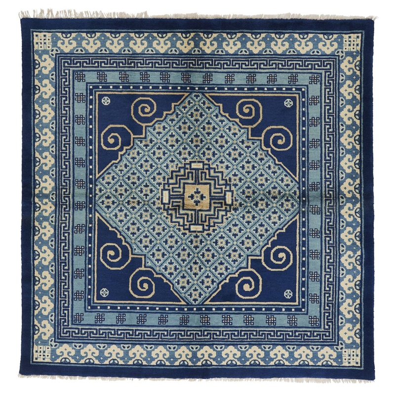 ANTIQUE CHINESE PAO TAO DO BLUE/LIGHT BLUE – BORDER 6’3″ x 6’4″