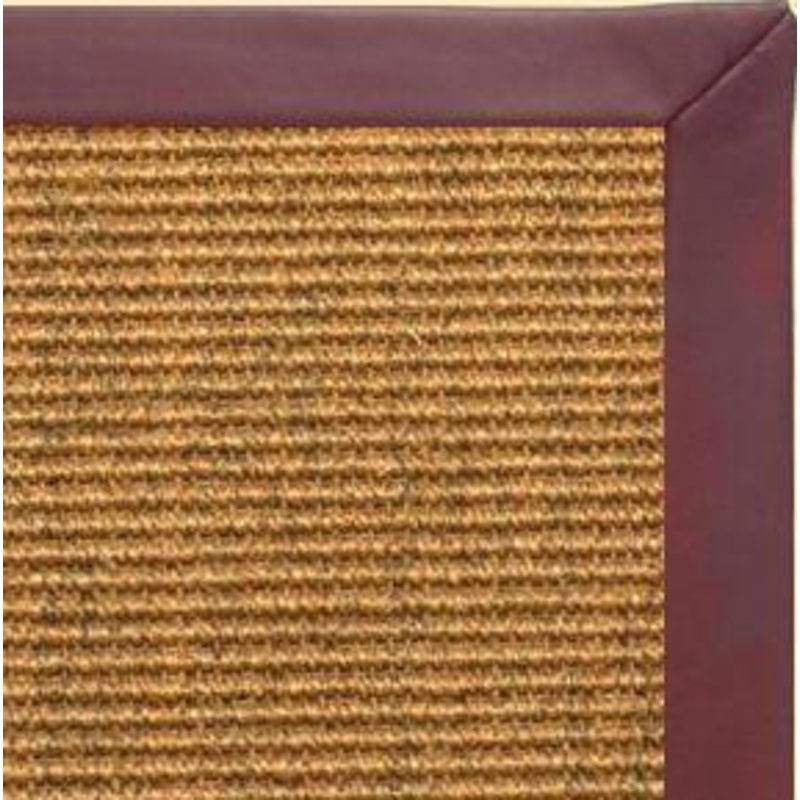 Cognac Sisal Rug with Burgundy Leather Border