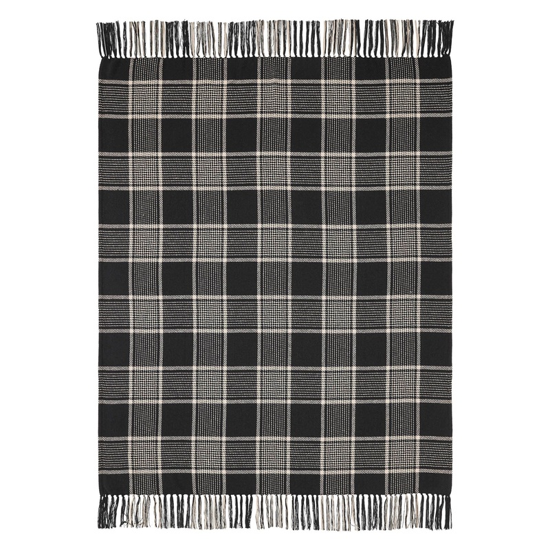 Eston Black Tan Plaid Throw 50×60