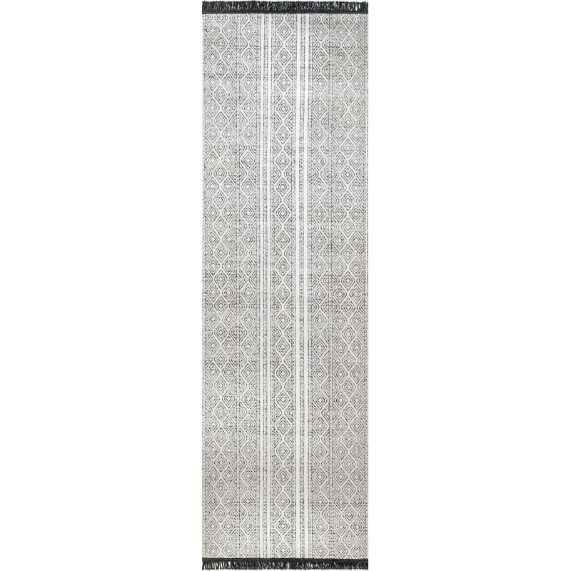 Indoor/Outdoor Striped With Tassels Rug | Grey