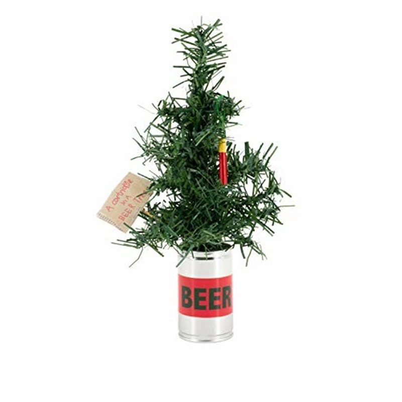ProductWorks Tabletop PVC Mini Redneck Nation Christmas Tree in Beer Can, 18in