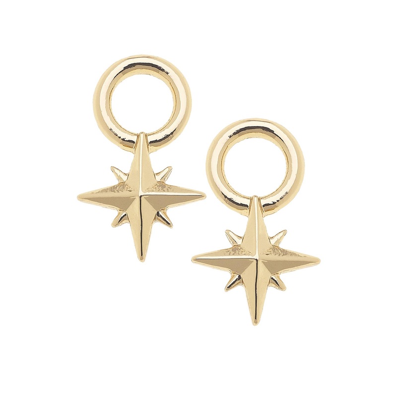 Shiny Gold North Star Huggie Charm