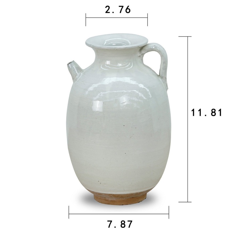 12″ Off White Ceramic Pitcher Unglazed Base