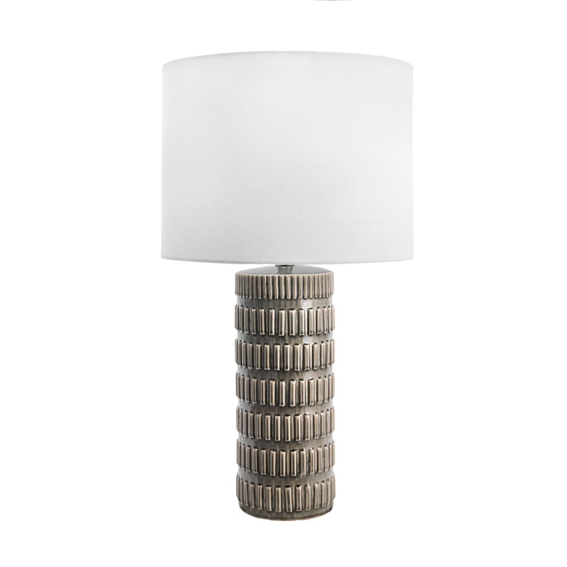 25-inch Tangela Ridged Ceramic Table Lamp | Grey