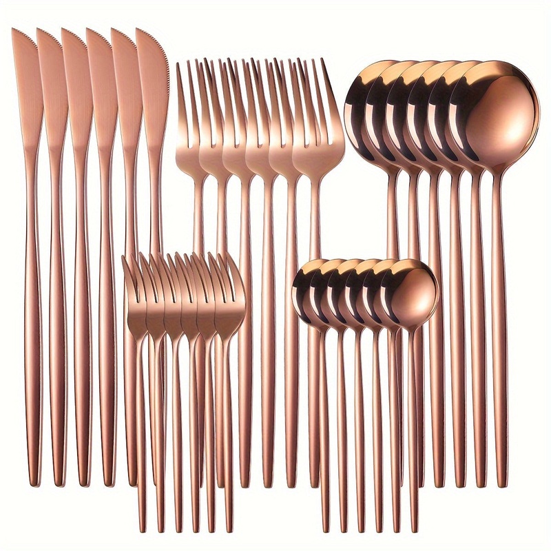 30pc Stainless Steel Cutlery Set Knives Forks Spoons