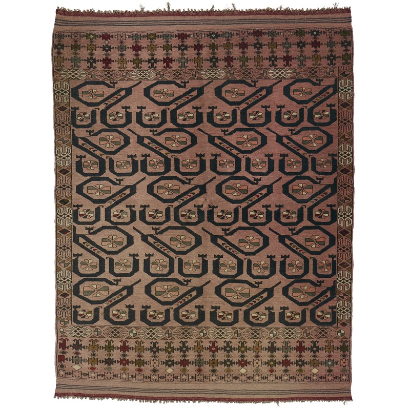 ANTIQUE AFGHAN 4×5 AREA RUG
