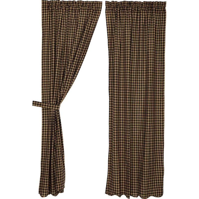 Black Check Scalloped Panel Set of 2 84×40