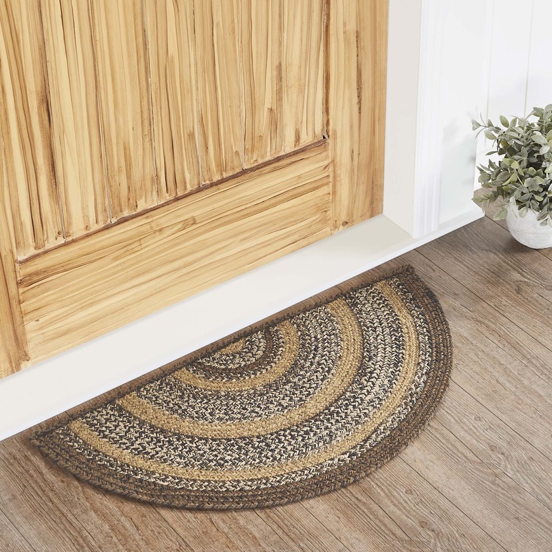 Espresso Jute Rug Half Circle w/ Pad 16.5×33