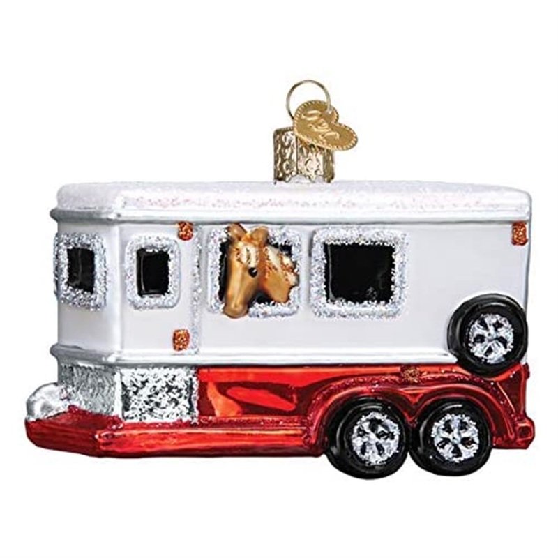 Old World Christmas Blown Glass Ornament for Christmas Tree, Horse Trailer