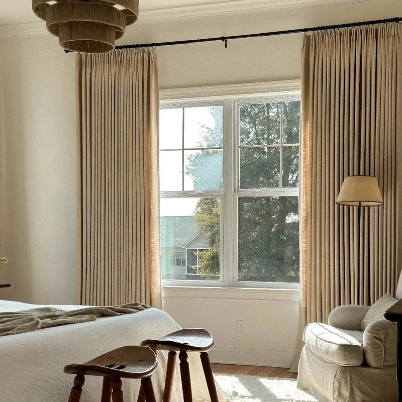 Tia Custom Linen Curtain Pleated