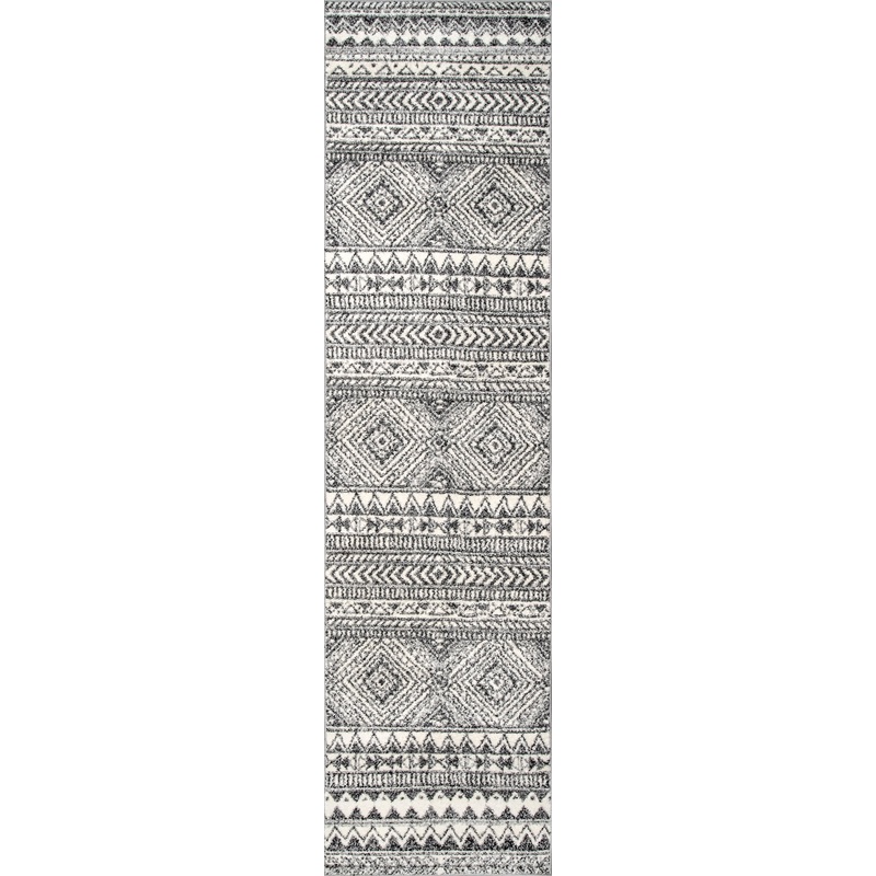 Banded Geometric Rug | Dark Grey
