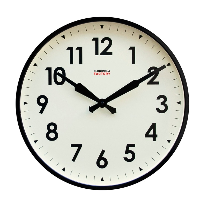 Factory XL Black – Diameter 17.7 – Wall Clock – Silent – Steel Case