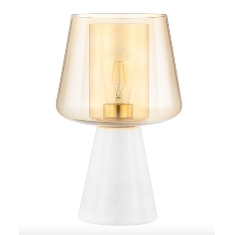 Soraya 14″ Amber/White Glass & Marble Table Lamp