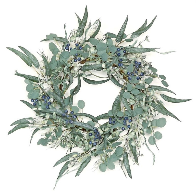 24″ Eucalyptus Oats & Blueberry Wreath