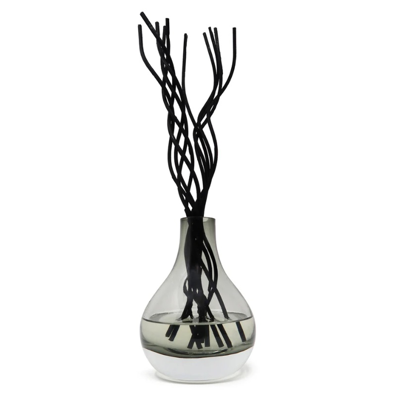 Vivience Grey Tinted Diffuser With Black Curved Reeds, “Zen Tea” Scent