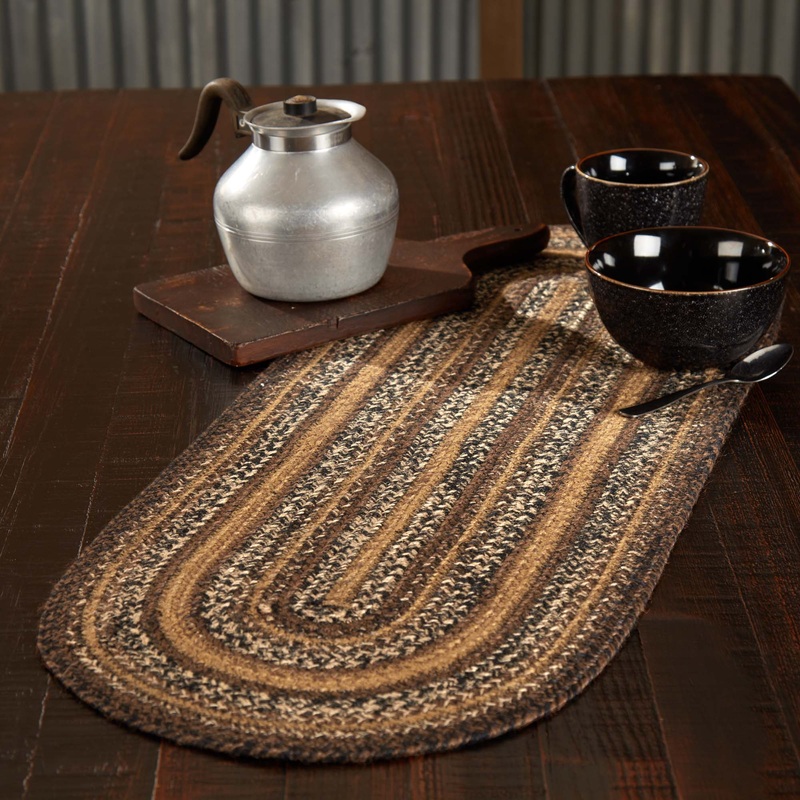 Espresso Jute Oval Runner 13×36