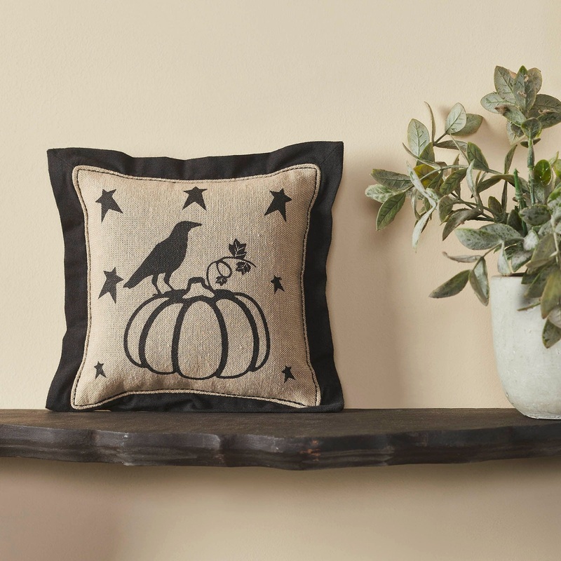 Raven Harvest Primitive Pumpkin Pillow 6×6