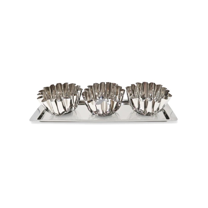 Vivience 3 Bowl Stainless Steel Relish Dish On Tray