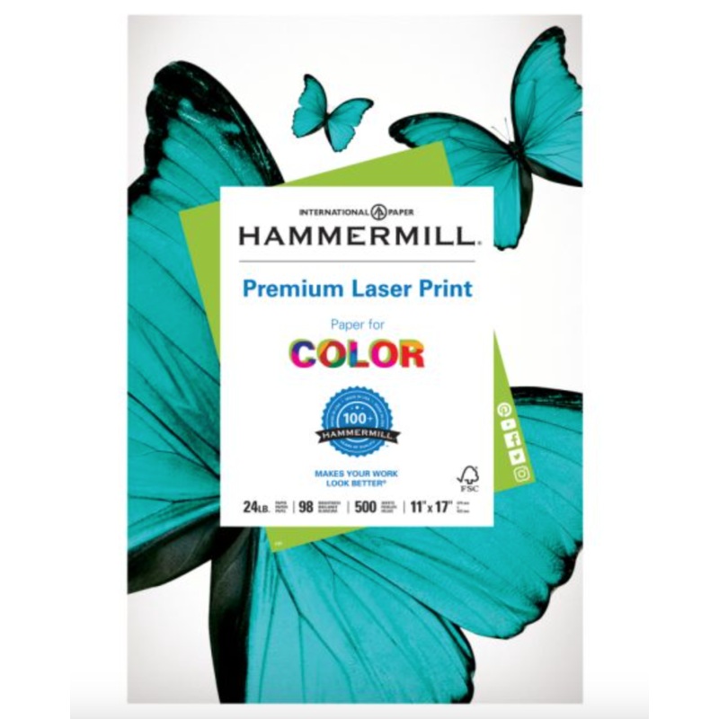 Hammermill Premium Laser Print Paper – White 98 Brightness – Ledger/Tabloid – 11″ x 17″ – 24 lb Basis Weight *WAREHOUSE ITEM*