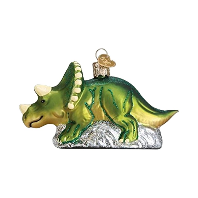 Old World Christmas Blown Triceratops Glass Ornament