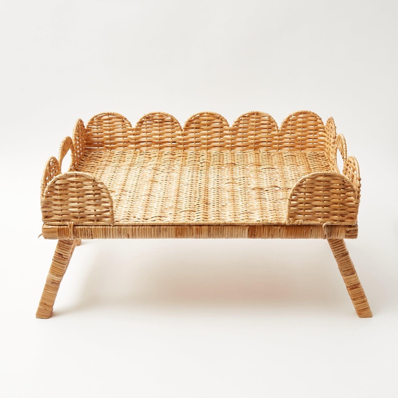 Scalloped Rattan Breakfast Tray