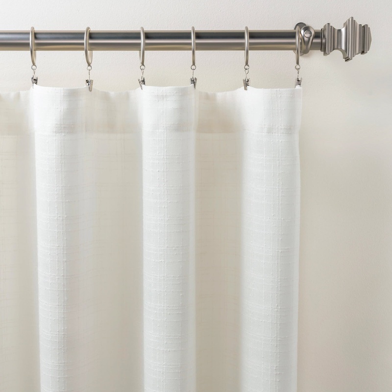 Textured Sheer Curtain Panel | Dove White