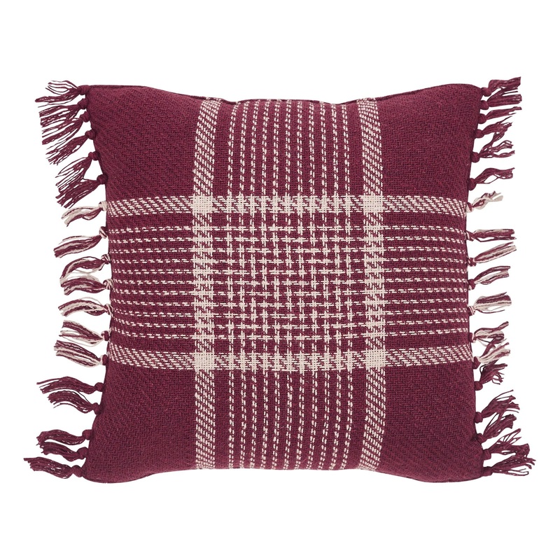 Eston Burgundy Tan Plaid Pillow 12×12